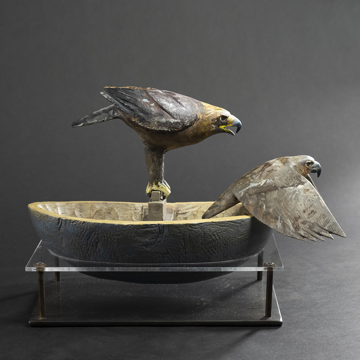 Boat containing 2 raptors