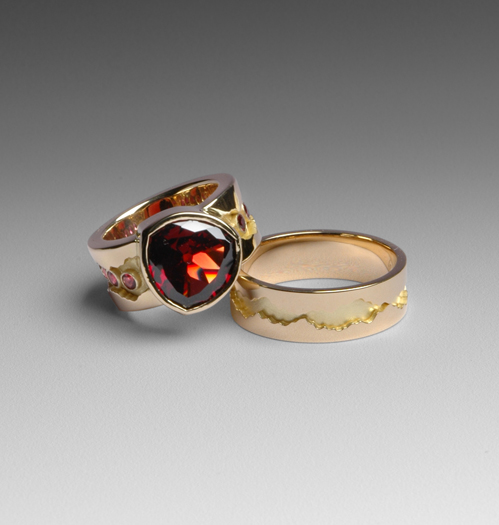 Customized River Ring Wedding pair by Joan Tenenbaum.
